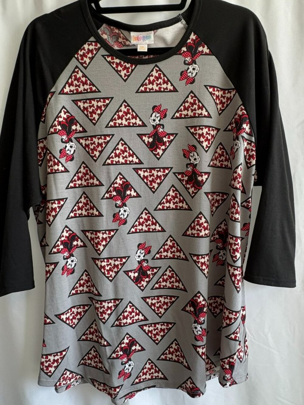 LuLaRoe Randy 3XL Minnie Mouse Grey Black Sleeve Disney NWOT